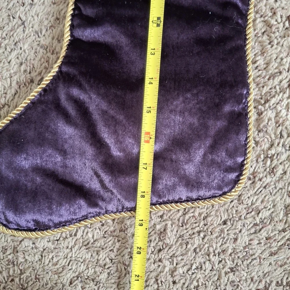 3pc Victorian Style Christmas Set Purple Velvet Tree Skirt &‎ 2 Stockings Tassel